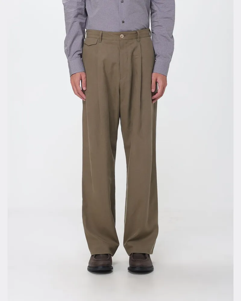 Paul Smith Weites Bein Pleated Lyocell Hose Olive