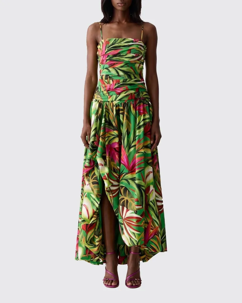 FARM Rio Asymmetrisches Tropical Dream Midikleid aus Baumwolle mit tropischem Print Gelb