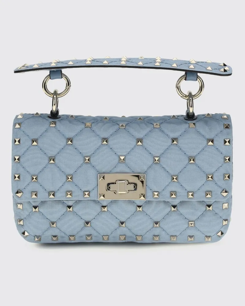 Valentino Garavani Rockstud Spike Mini-Handtasche aus bestickter Viskose mit Nieten Blau