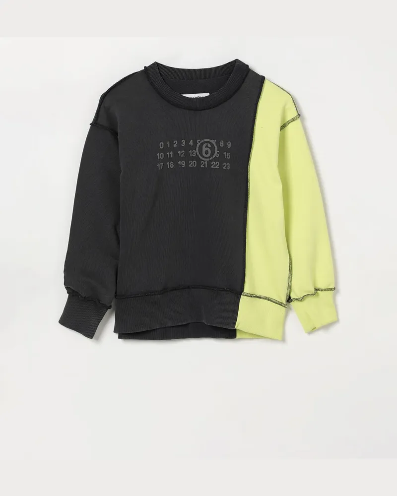 Maison Margiela Baumwoll-Rundhalspullover mit Logo Schwarz