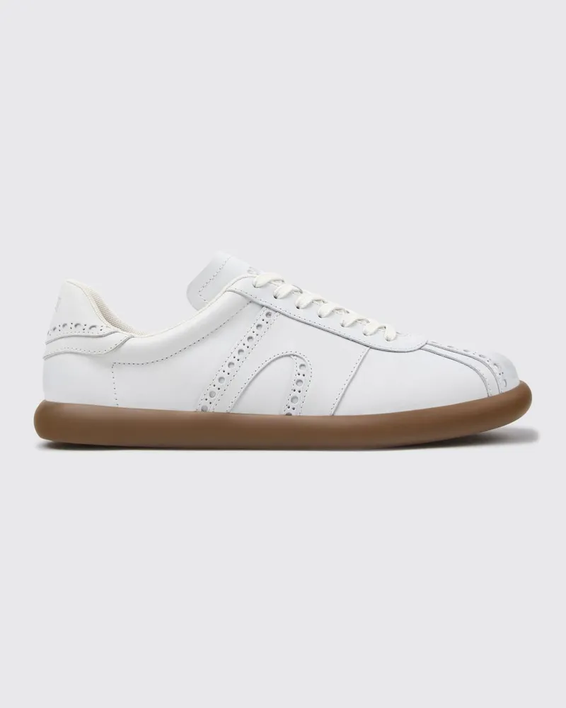 Camper Twins Sneakers aus Kalbsleder mit Brogue-Details und tonalem Logo Weiß