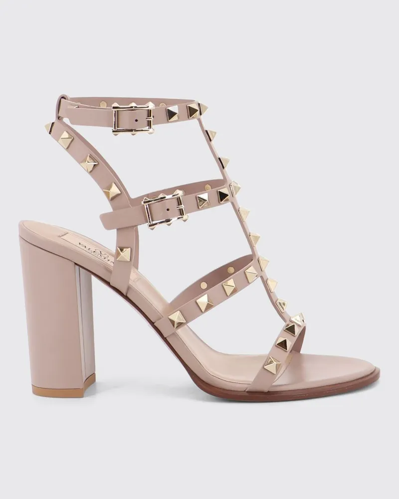 Valentino Garavani Hochhackige Rockstud T-Riemen-Sandalen aus Leder Dust