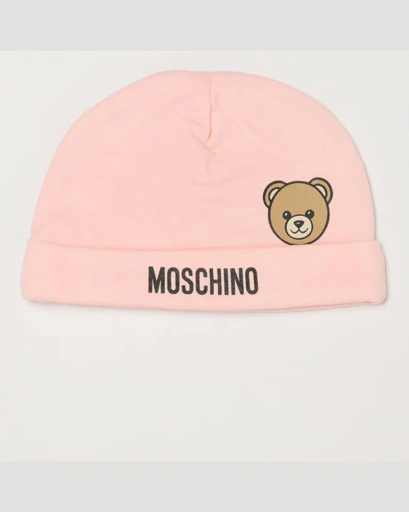 Moschino Baby-Mütze aus Baumwolle mit Logo-Print Pink