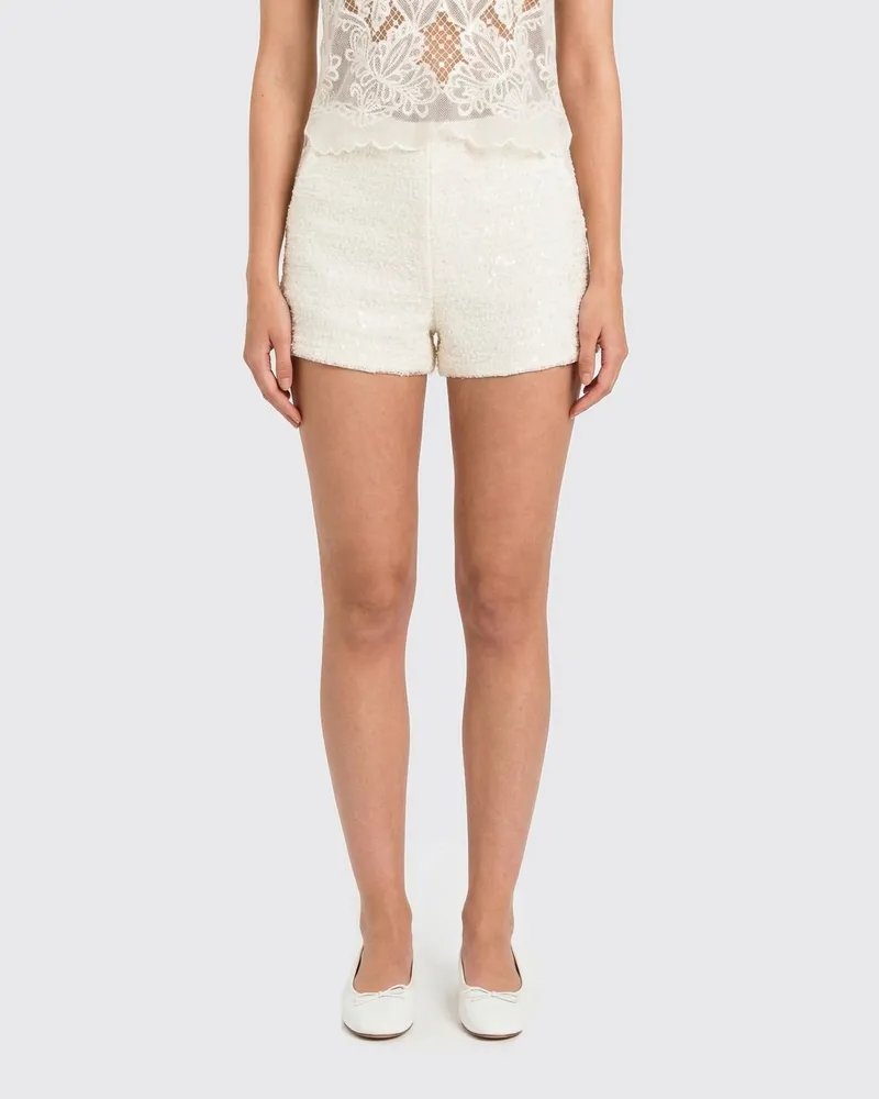 Twin-Set Bouclé-Shorts mit Pailletten Perle