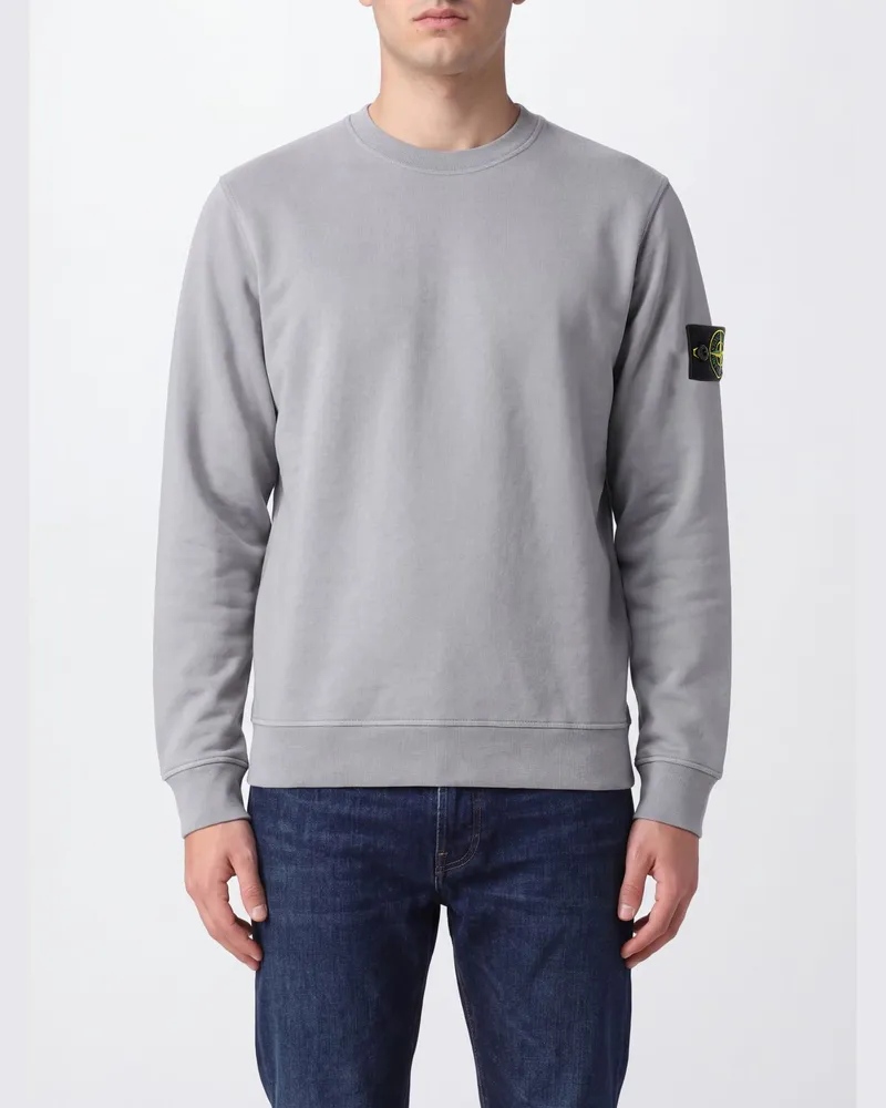 Stone Island Rundhals-Sweatshirt aus Baumwolle mit Compass-Logo-Patch Ice