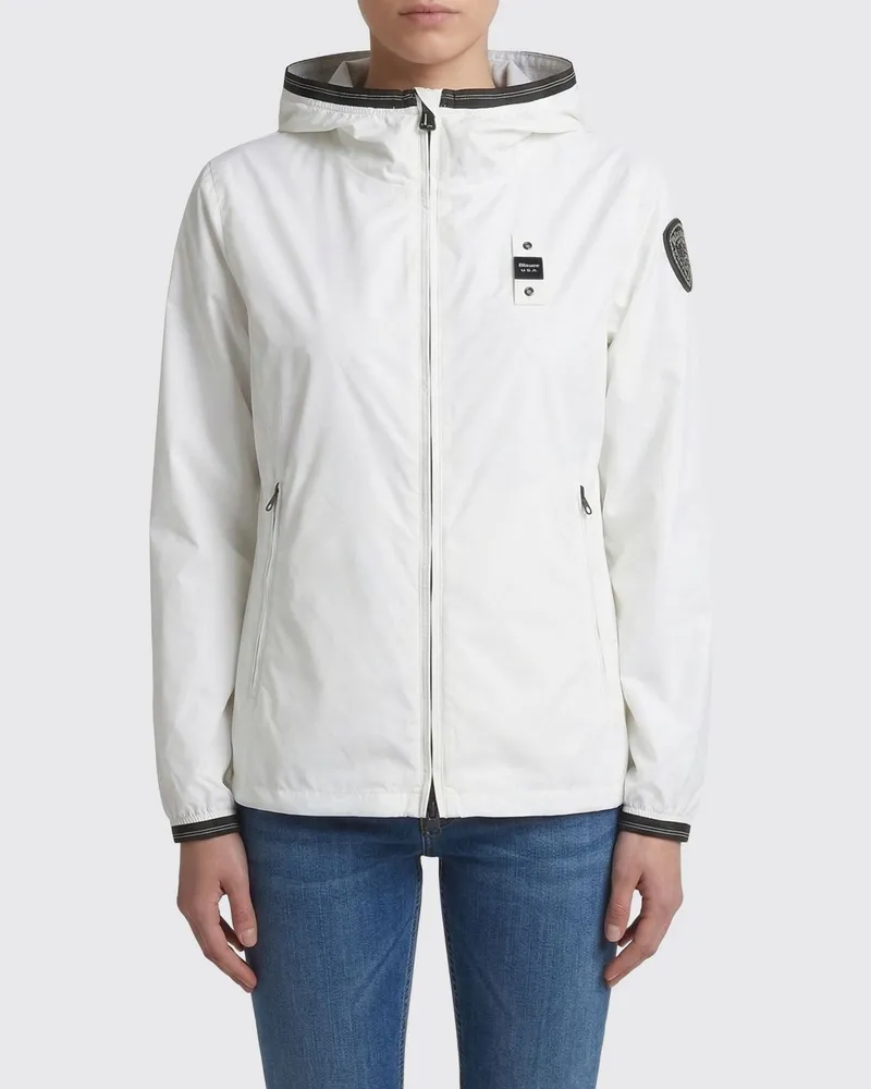 Blauer Jacke damen Weiß
