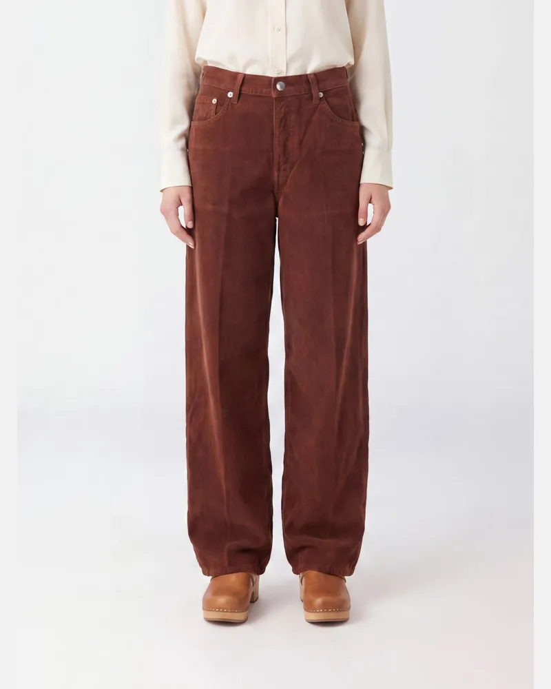 Haikure Weit geschnittene Hose Bethany aus Baumwollcord Beige
