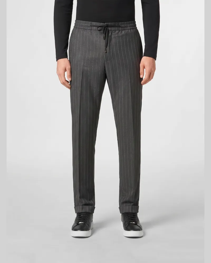 Philipp Plein Slim Fit Hose mit Kordelzug Grau
