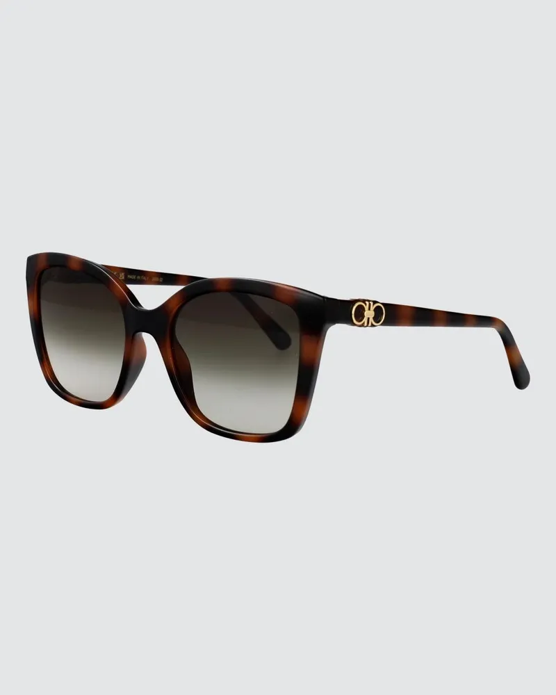 Ferragamo Cat-Eye-Sonnenbrille aus Acetat mit Gancini-Detail Braun