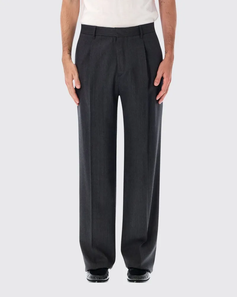 LARDINI Wide-Leg Hose von aus Stretch-Schurwolle mit Bundfalten Grau