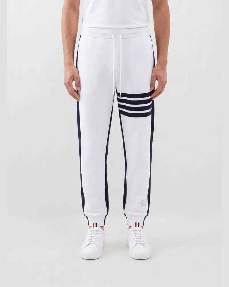 Thom Browne Jogginghose aus Baumwolle mit ikonischem Bar-Streifen von Weiß