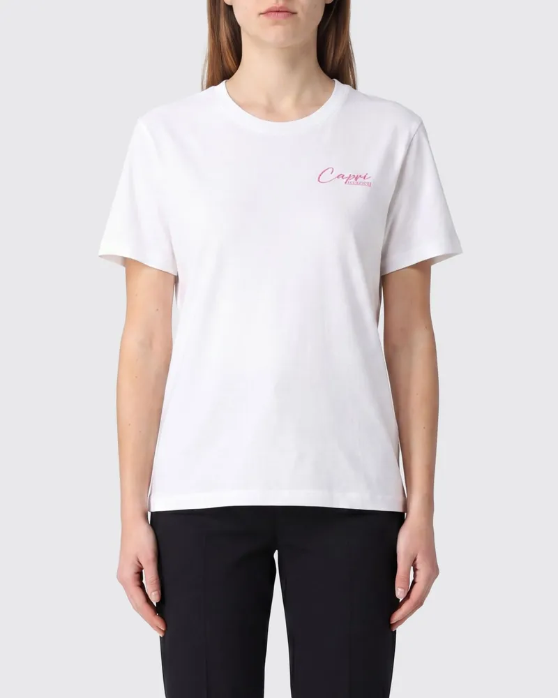 MC2 Saint Barth Baumwoll-T-Shirt mit Rundhalsausschnitt, Grafikdruck und Logo Bianco