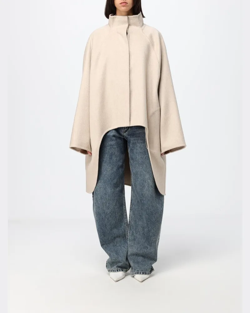 Alaïa Oversize-Kaschmircape mit Trichterkragen und asymmetrischem Saum Beige