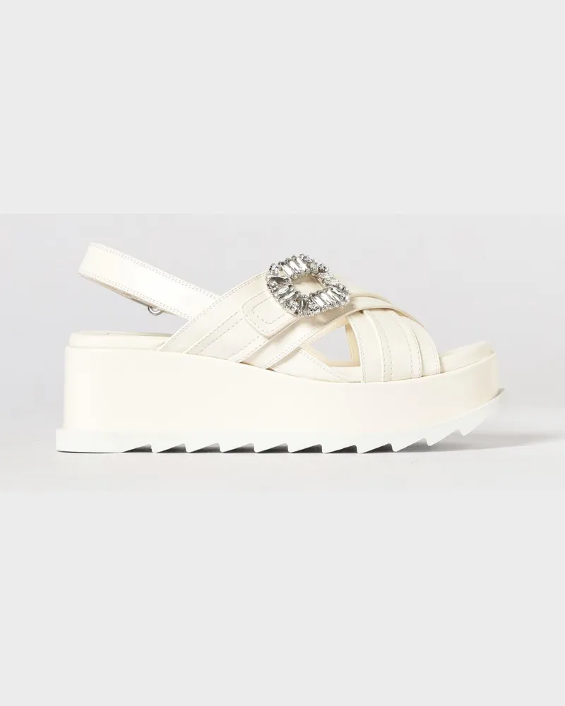Roger Vivier Slidy Viv' Keilsandale aus Leder mit Juwelenschnalle Yellow