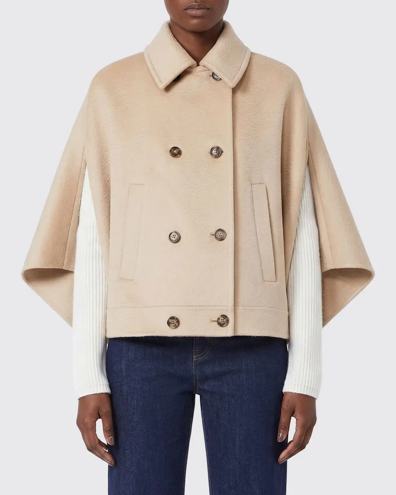 Max Mara Zweireiher-Kaschmircape Beige