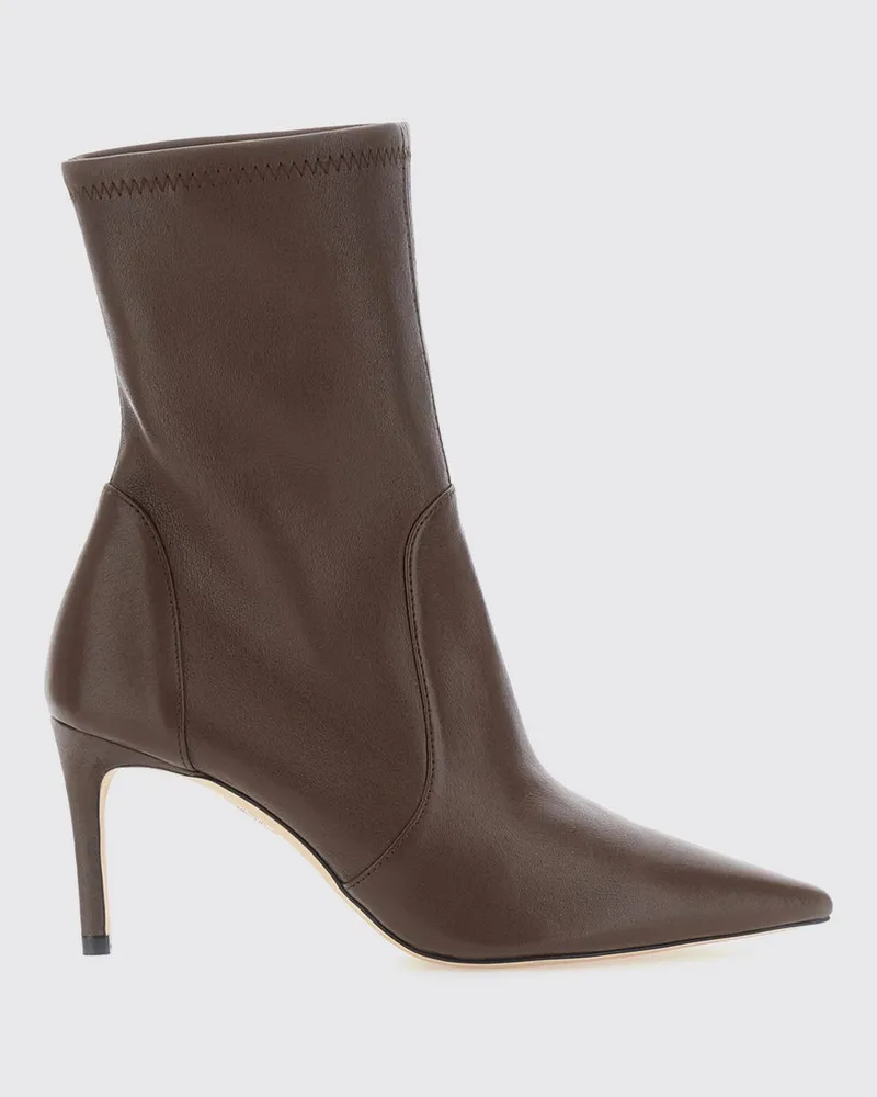 Stuart Weitzman Power Stiefeletten aus glattem Kalbsleder mit Stiletto-Absatz Dark