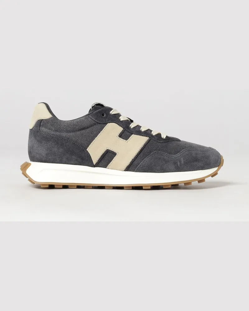 Hogan H641 Sneakers aus Glatt- und Velours-Kalbsleder mit H-Logo Blau