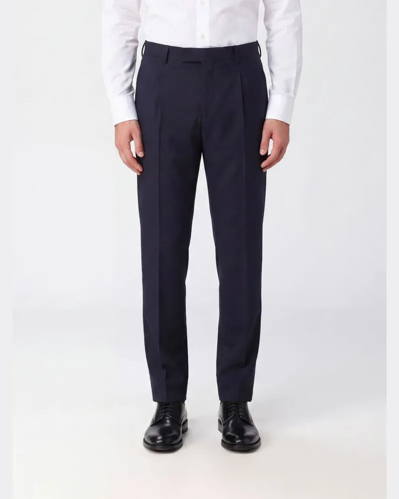 PT TORINO Slim-Fit Schneiderhose von aus reiner Schurwolle mit Pattentaschen Blau
