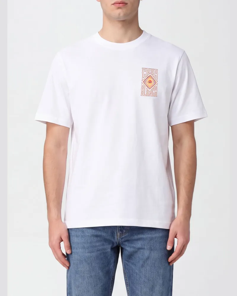 Casablanca Paris T-Shirt aus Bio-Baumwolle mit Grafikdruck und Rundhalsausschnitt Weiss