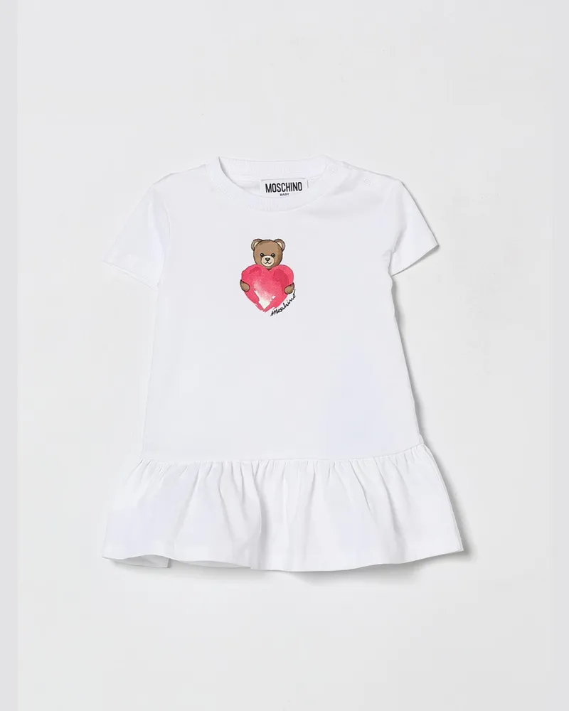 Moschino Baumwollkleid mit Logo Weiß