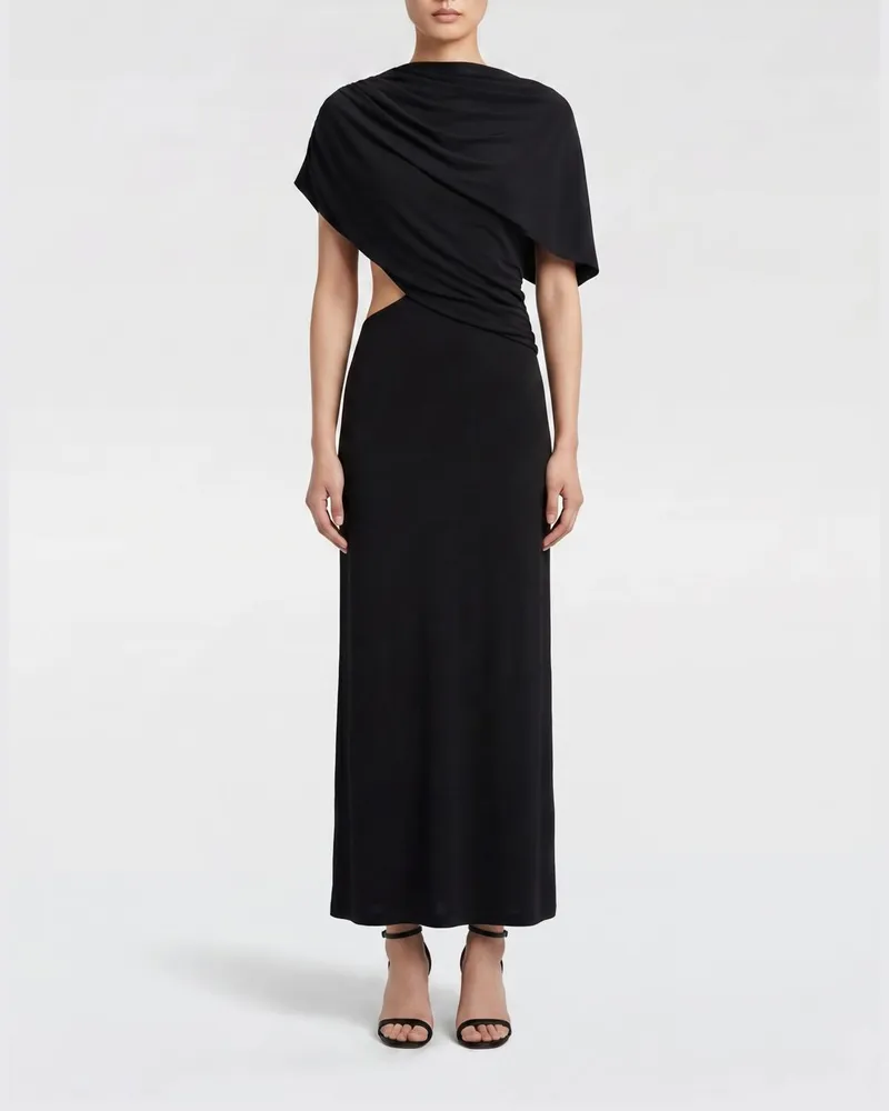 Alberta Ferretti Midi-Kleid aus Viskose Schwarz