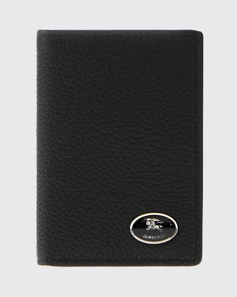 Burberry Bifold-Kartenetui von aus genarbtem Kalbsleder mit appliziertem Logo Schwarz