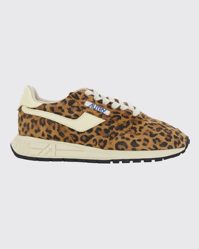 AUTRY Reelwind Low-Top-Sneaker aus Veloursleder mit Animal-Print und gepolstertem Knöchel Braun