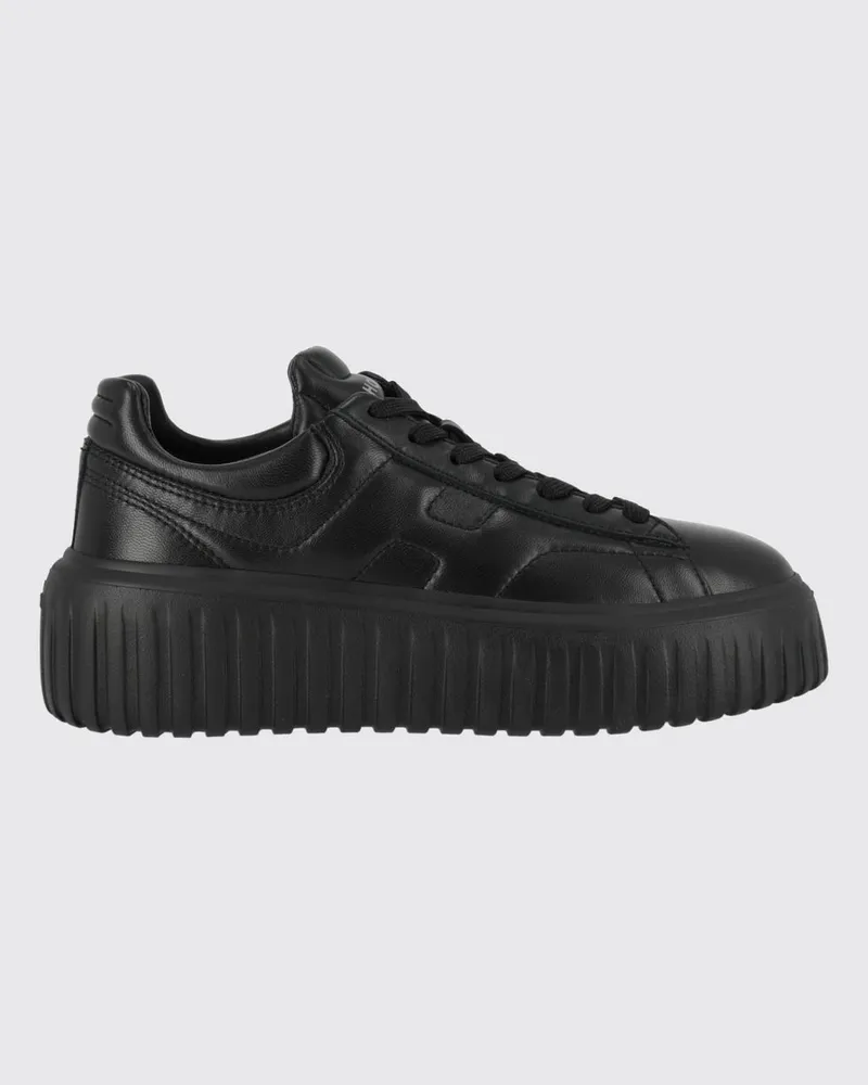 Hogan H-Stripes Plateau-Sneaker aus glattem Kalbsleder mit geprägtem Logo Schwarz