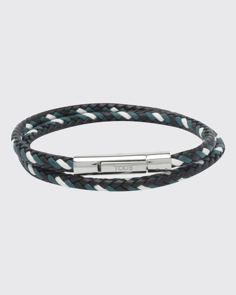 TOD'S Geflochtenes Kalbslederarmband mit Magnetverschluss Schwarz
