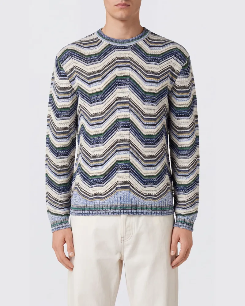 Missoni Slim-Fit Pullover mit Rundhalsausschnitt und mehrfarbigem Zickzackmuster von Bunt