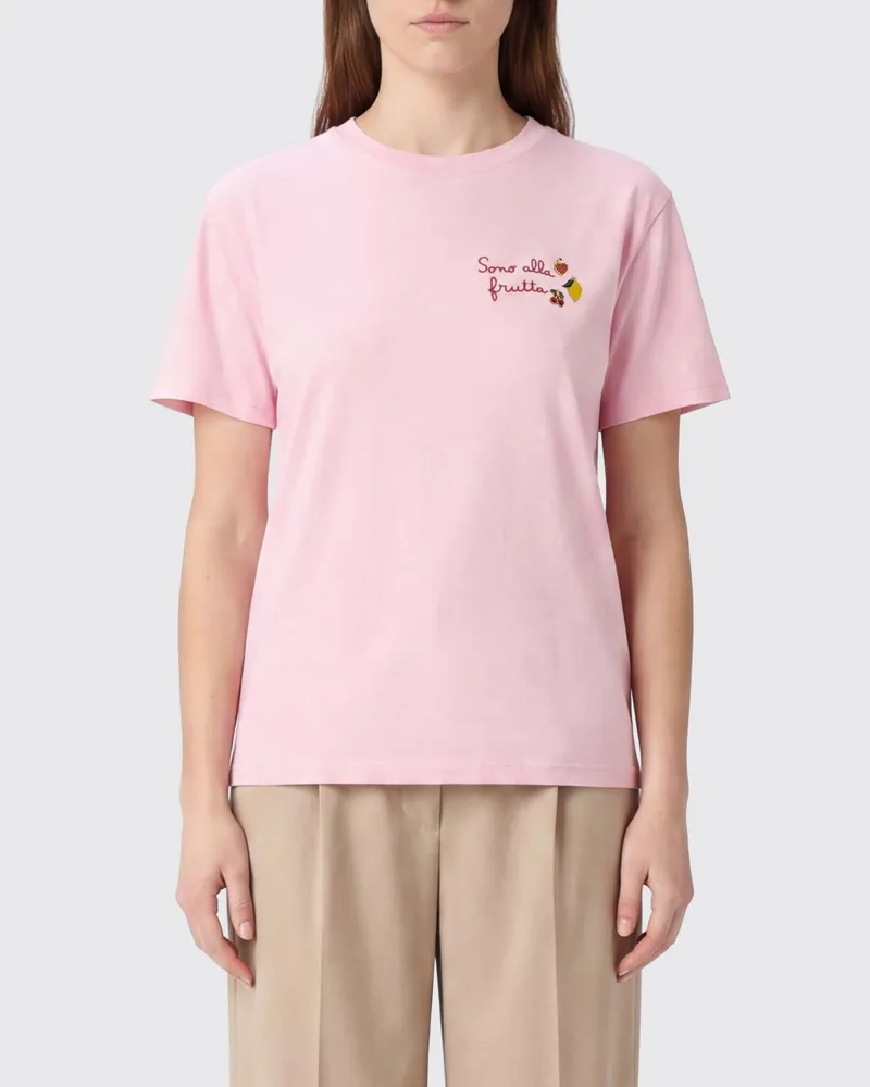 MC2 Saint Barth Baumwoll-T-Shirt mit Rundhalsausschnitt, Grafikdruck und Logo Pink