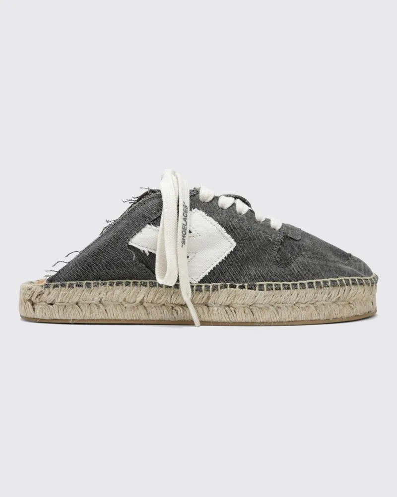 OFF-WHITE Arrow Espadrille-Clogs aus Baumwoll-Canvas mit Logo und Jutesohle Schwarz