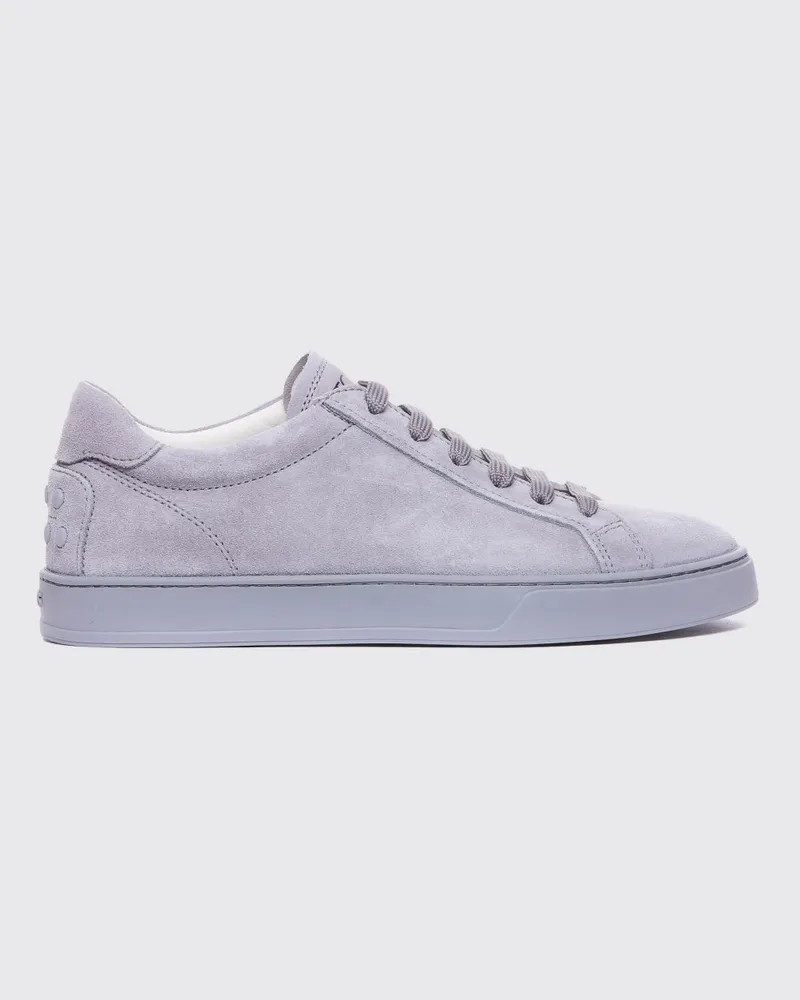 TOD'S Low-Top-Sneakers aus Wildkalbsleder mit Gommini an der Ferse Grau