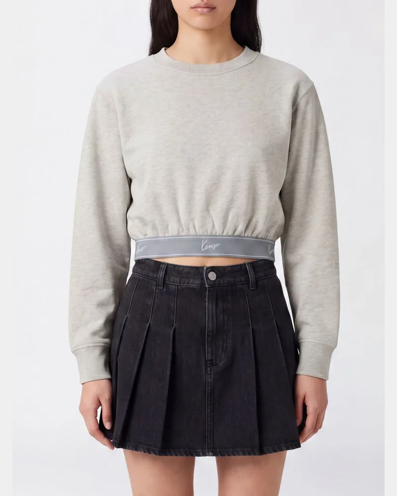 Kenzo Cropped-Sweatshirt aus Baumwolle mit Rundhalsausschnitt Grau