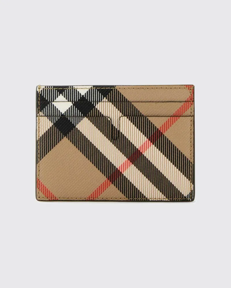 Burberry Flaches Kartenetui von aus beschichteter Baumwolle mit Vintage Check Sand