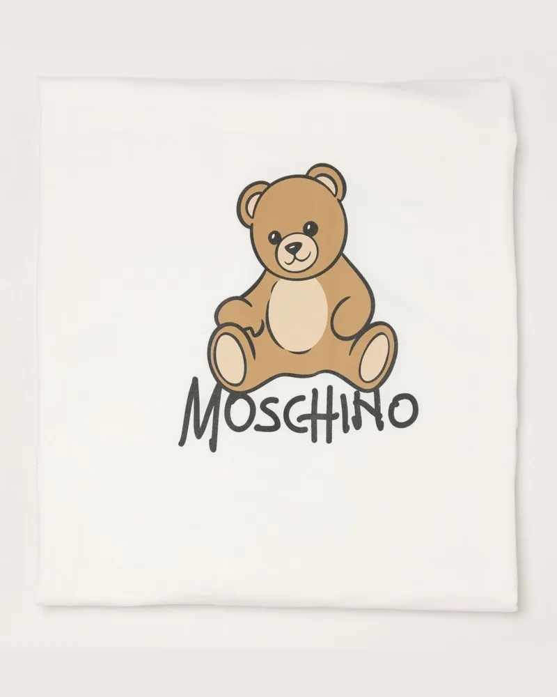 Moschino Babydecke aus Baumwolle mit Logo-Print Weiß