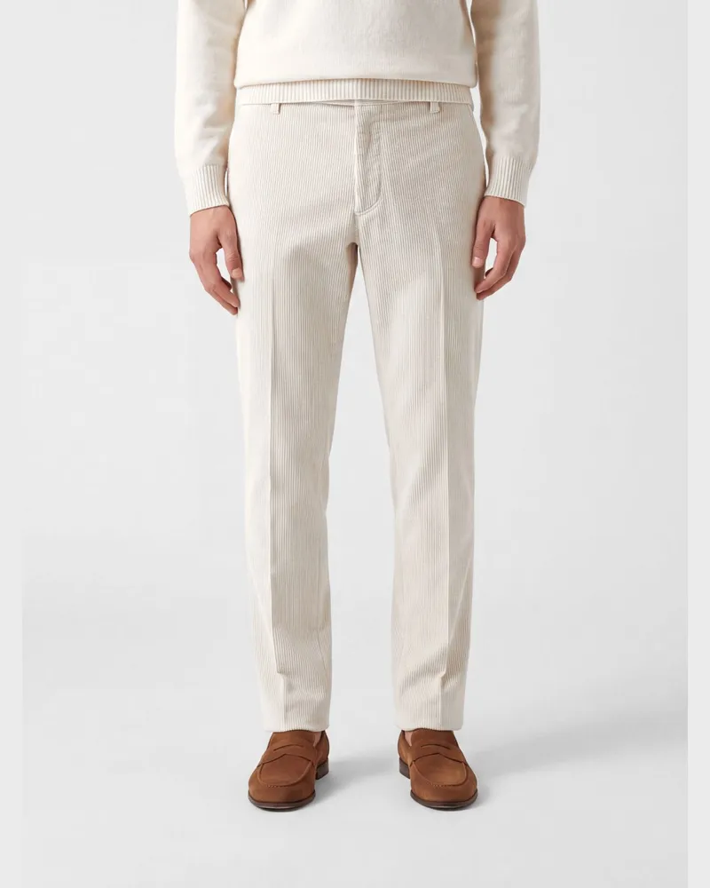 LARDINI Slim Fit Cord-Chino-Hose Beige
