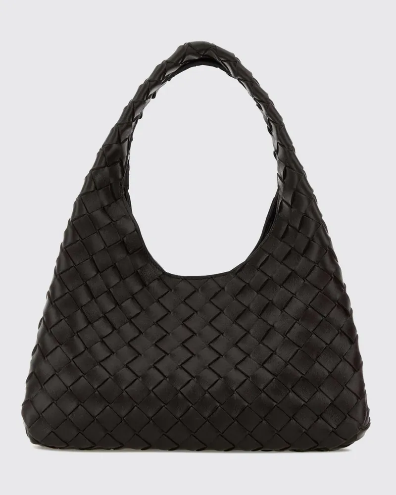 Bottega Veneta Kleine Campana Schultertasche aus Intrecciato-Leder Braun