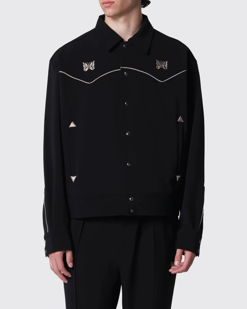 NEEDLES Western-Overshirt Piping Cowboy mit Schmetterlings-Print Schwarz