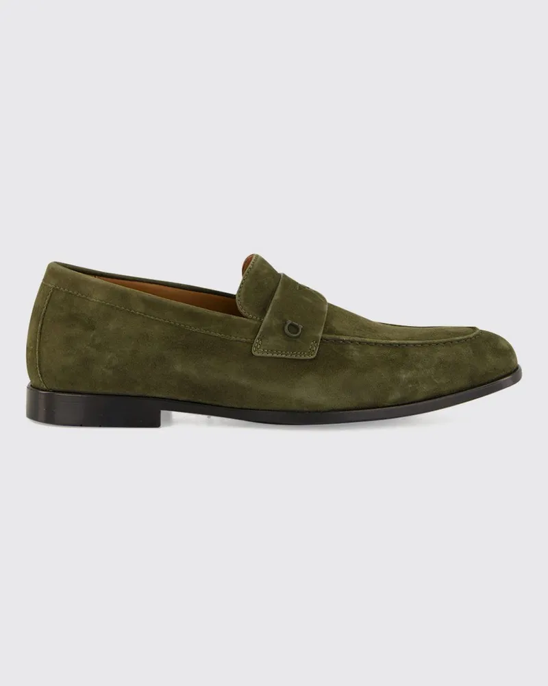 Ferragamo Penny-Loafer aus Kalbsveloursleder mit Gancini Grün