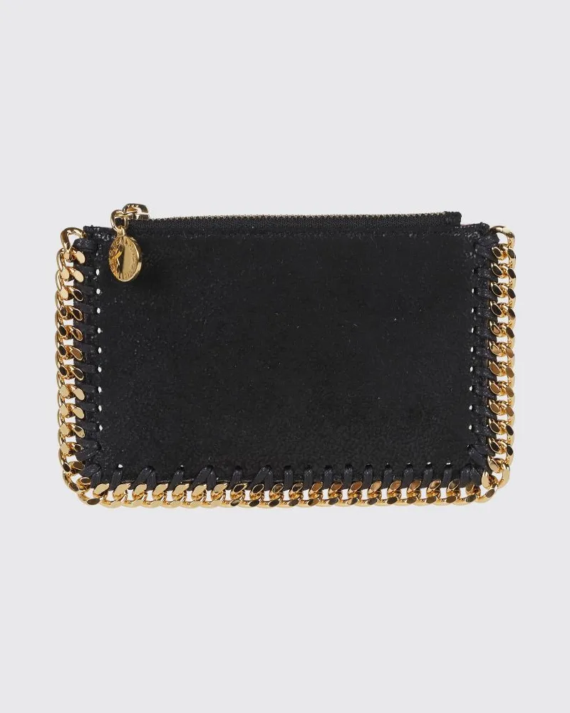 Stella McCartney Flaches Falabella Kartenetui von aus Kunstwildleder Schwarz