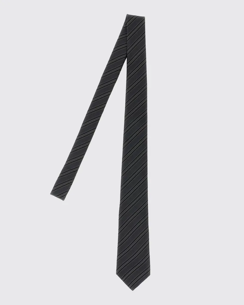 Saint Laurent Klassische Krawatte aus reiner grauer Seide mit Streifenmuster Grau