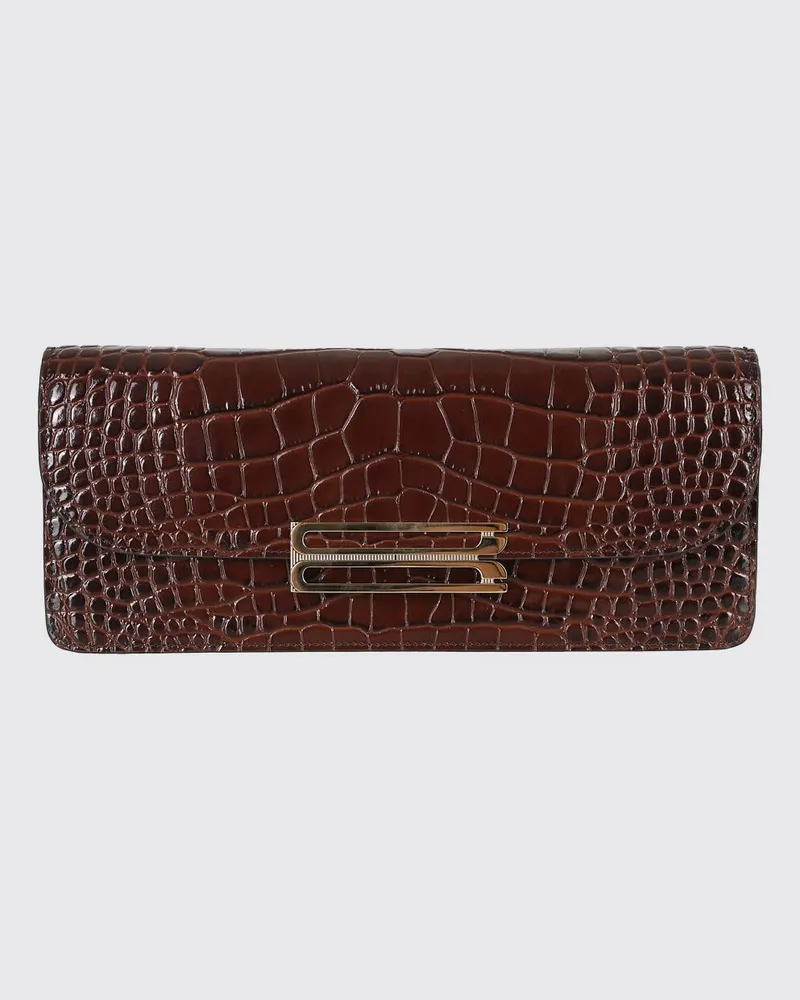 Victoria Beckham Dorian Schultertasche aus Kalbsleder in Kroko-Optik Braun