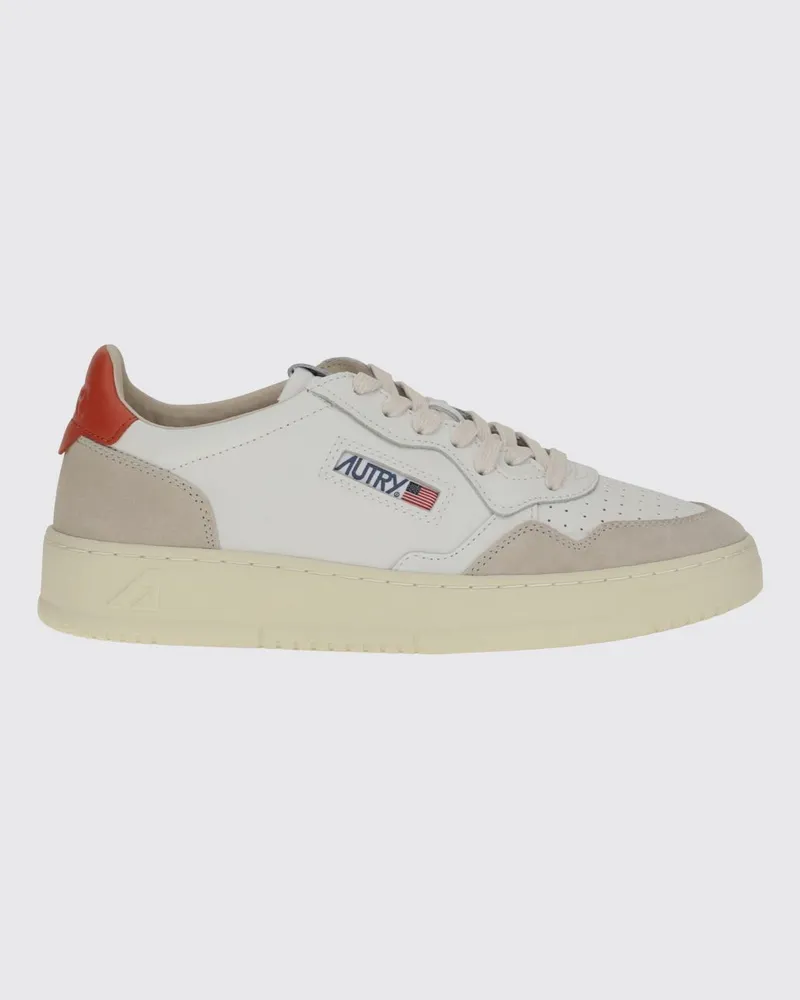 AUTRY Medalist Low Sneakers aus Leder, Wildleder und Nylon im Bicolor-Design Orange