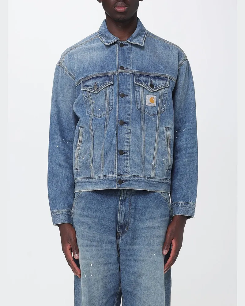Carhartt WIP Helston Jeansjacke von mit abstraktem Allover-Print und Logo-Patch Blau