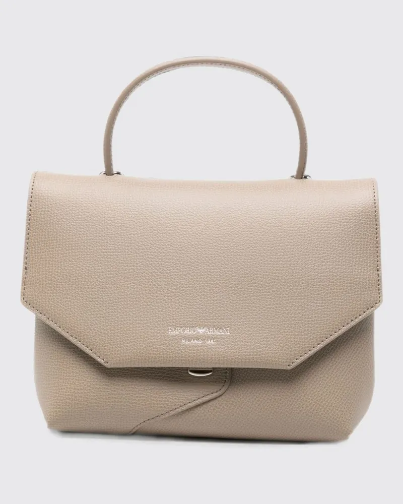 Emporio Armani 1981 Mini-Handtasche aus genarbtem Leder mit laminiertem Logo Grau