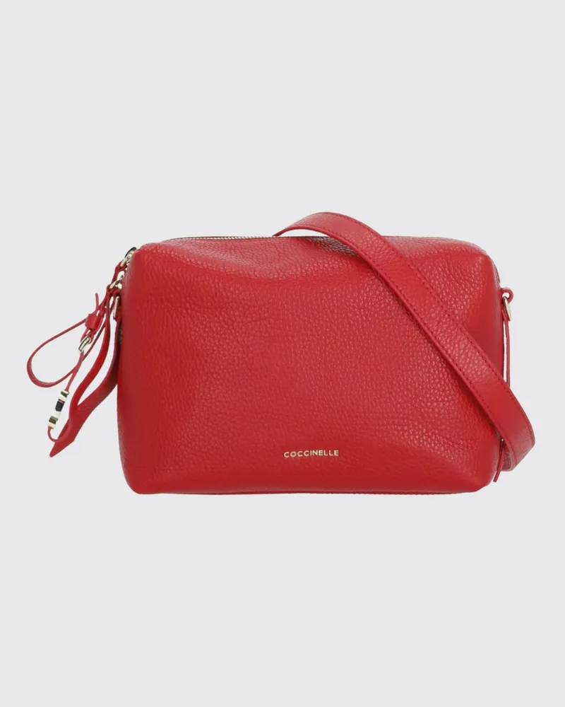 Coccinelle Nory Pochette aus genarbtem Leder Rot