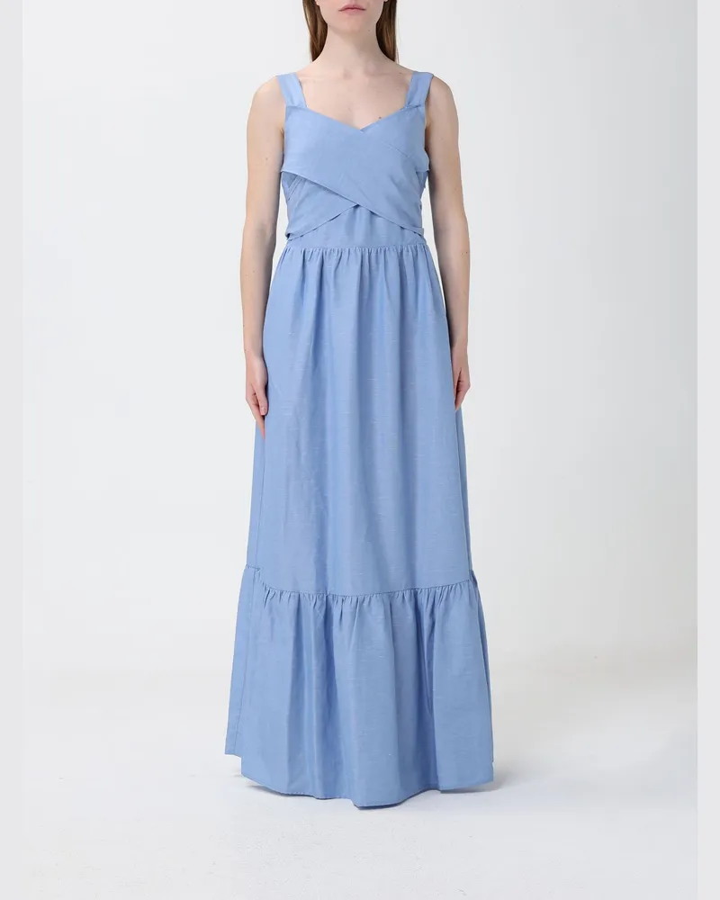 Liu Jo Langes Leinenmischkleid Himmelblau