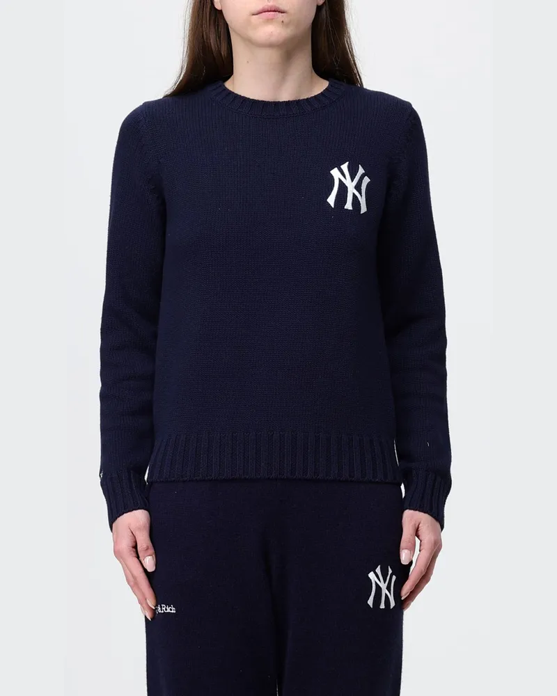 SPORTY & RICH SPORTY  RICH Sporty & Rich Rundhalspullover mit Monogramm Blau
