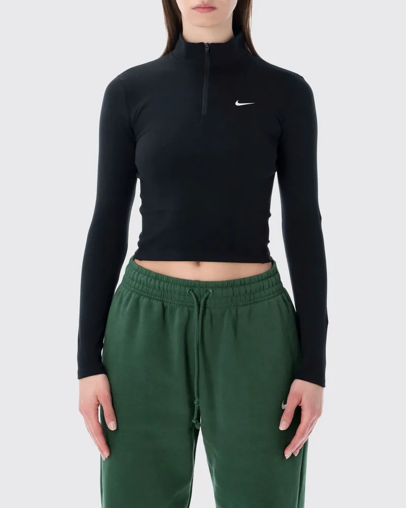 Nike Slim-Fit Langarm-Sporttop aus Polyester mit hohem Kragen und Reißverschluss Schwarz